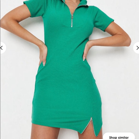 XS Kelly green polo dress with zipper - Picture 4 of 5